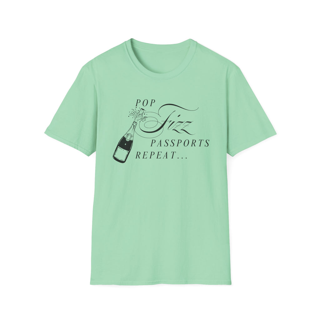 Pop Fizz Passports repeat t-shirt