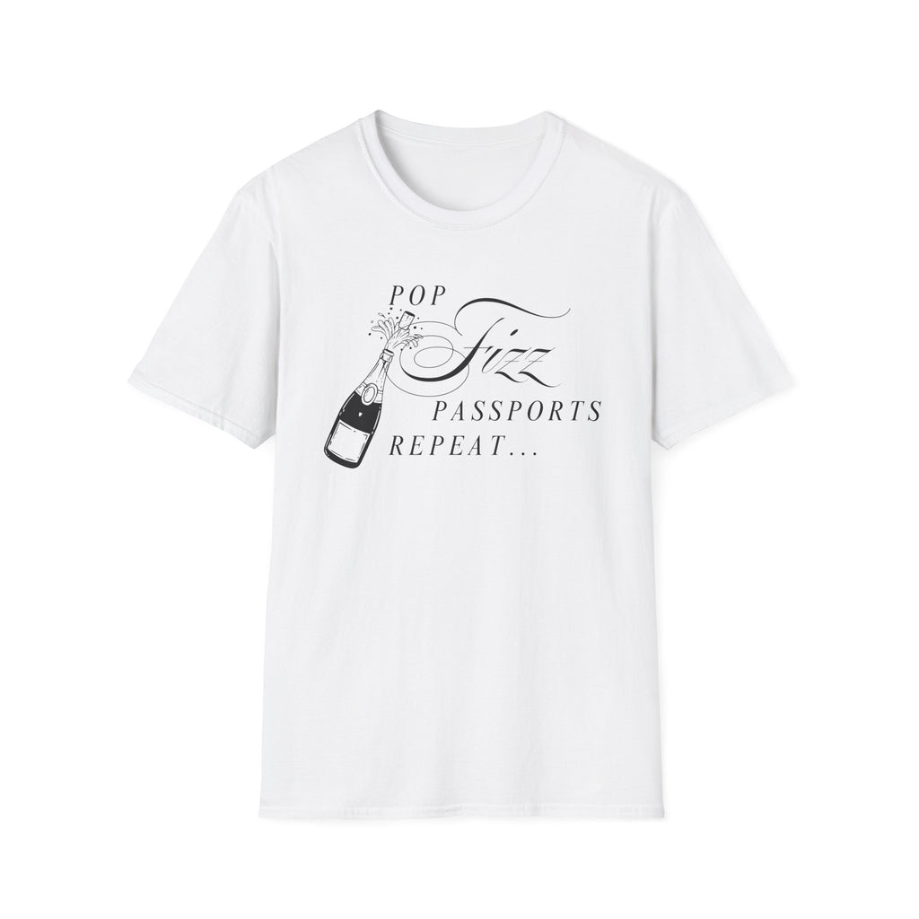 Pop Fizz Passports repeat t-shirt