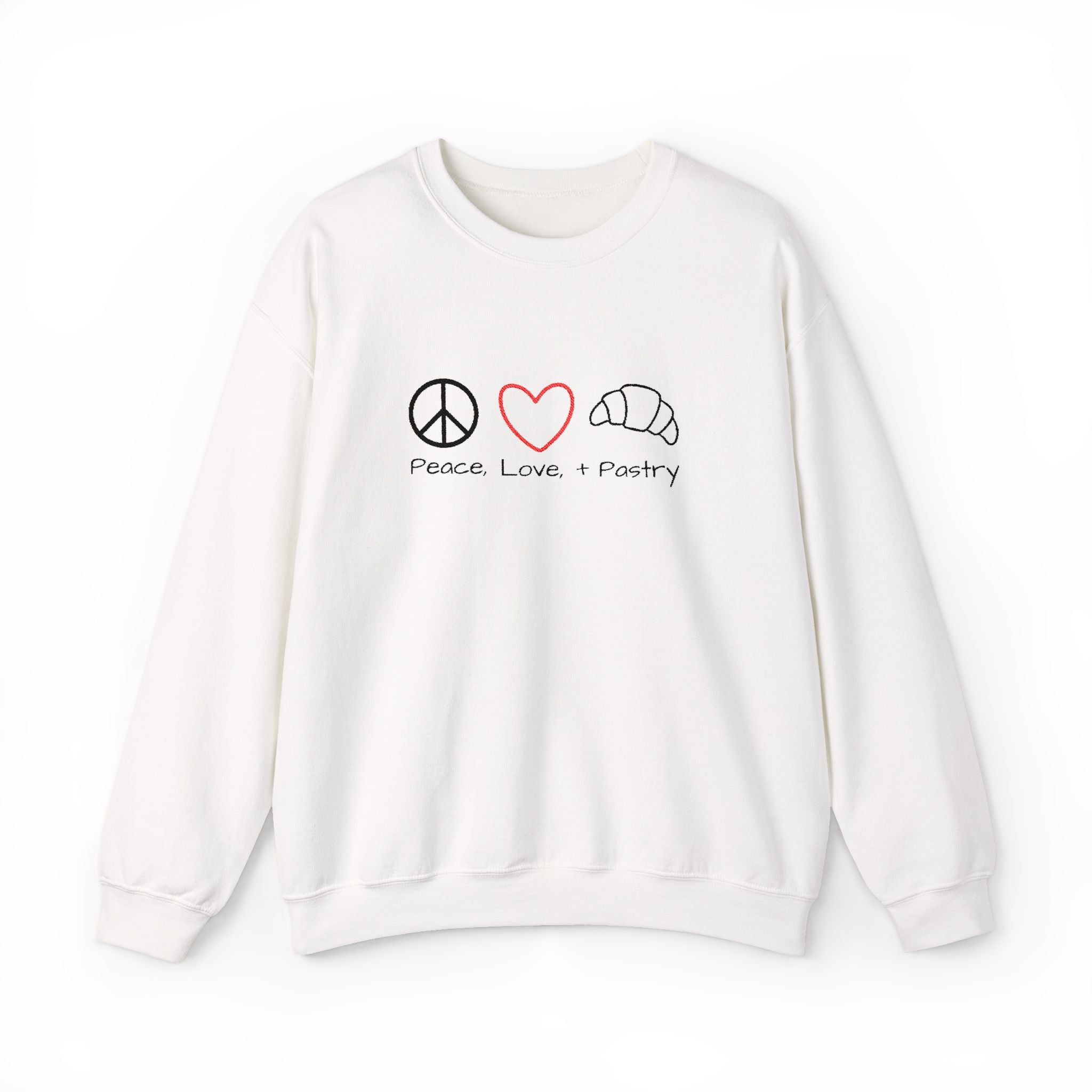 Peace, Love, + Pastry Embroidered Sweatshirt