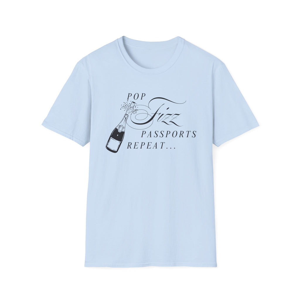 Pop Fizz Passports repeat t-shirt